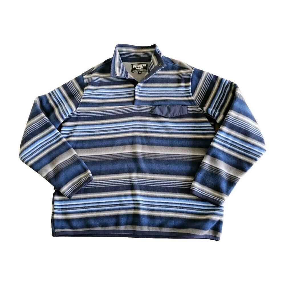 Southern Grit Mens Large Stripes Geometric Fleece Aztec 1/4 Zip Pullover